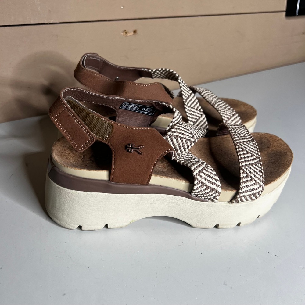 Kuru Stride Brown Woven Chevron Platform Orthotic Sandals 21080680 Womens 8